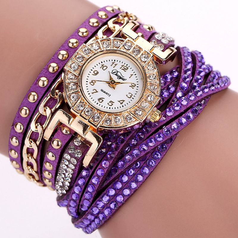 Luxury Nation Style Crystal Gold Bransoletka Watch Ladies Vintage Quartz Wirstwatches