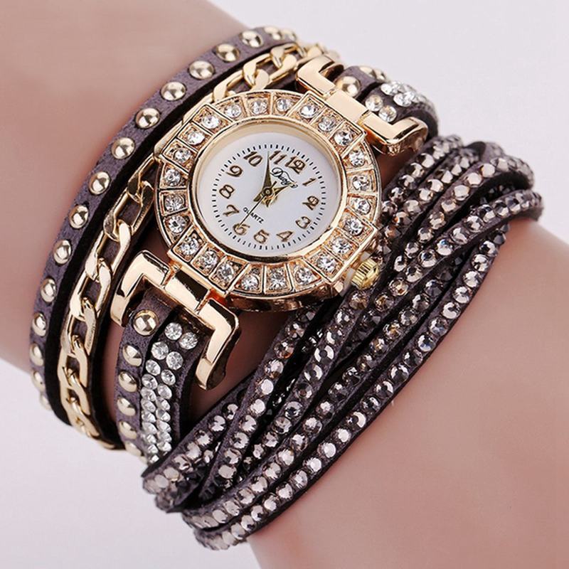 Luxury Nation Style Crystal Gold Bransoletka Watch Ladies Vintage Quartz Wirstwatches