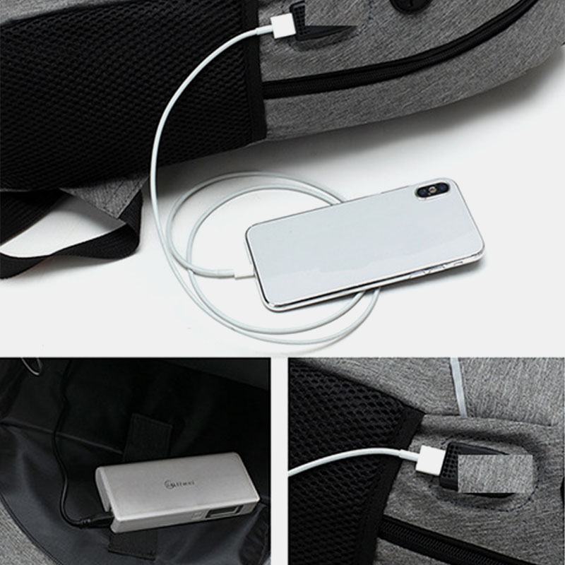 Mężczyźni 3 Sztuk Nylon Usb Ładowanie Odporność Na Zużycie Moda Casual Torba Na Laptopa Plecak Torba Crossbody Torba Sprzęgła