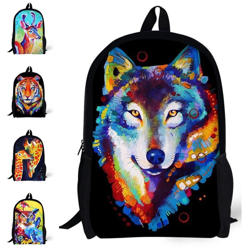 Mężczyźni 3d Animal School Backpack Dziewczyny Chłopcy Cartoon Student Travel Bag Hot