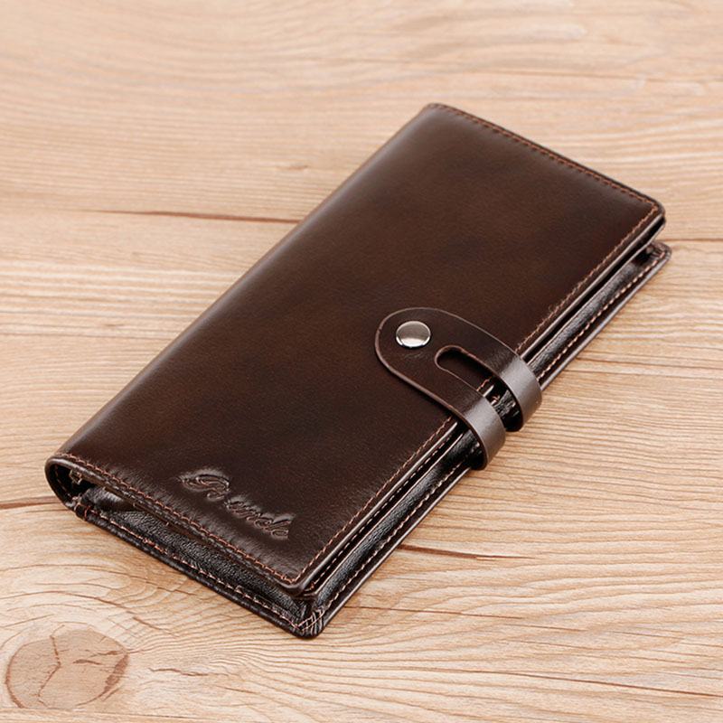 Mężczyźni Bifold Długi Wielofunkcyjny Antymagnetyczny Portfel Vintage 6.5-calowa Torba Na Telefon 13 Etui Na Karty Z Gniazdami Na Karty