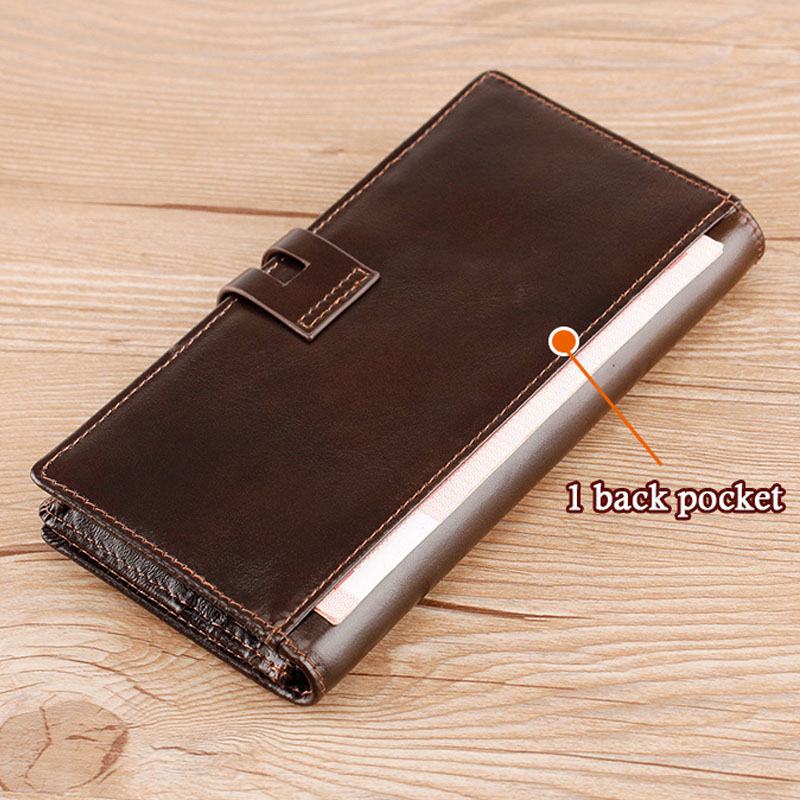 Mężczyźni Bifold Długi Wielofunkcyjny Antymagnetyczny Portfel Vintage 6.5-calowa Torba Na Telefon 13 Etui Na Karty Z Gniazdami Na Karty