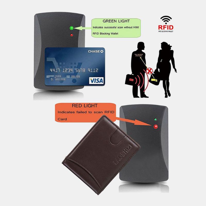 Mężczyźni Bifold Skórzane Portfele Szczotka Antykradzieżowa Multi-card Slot Card Holder Portmonetka Portfele Ze Skóry Bydlęcej