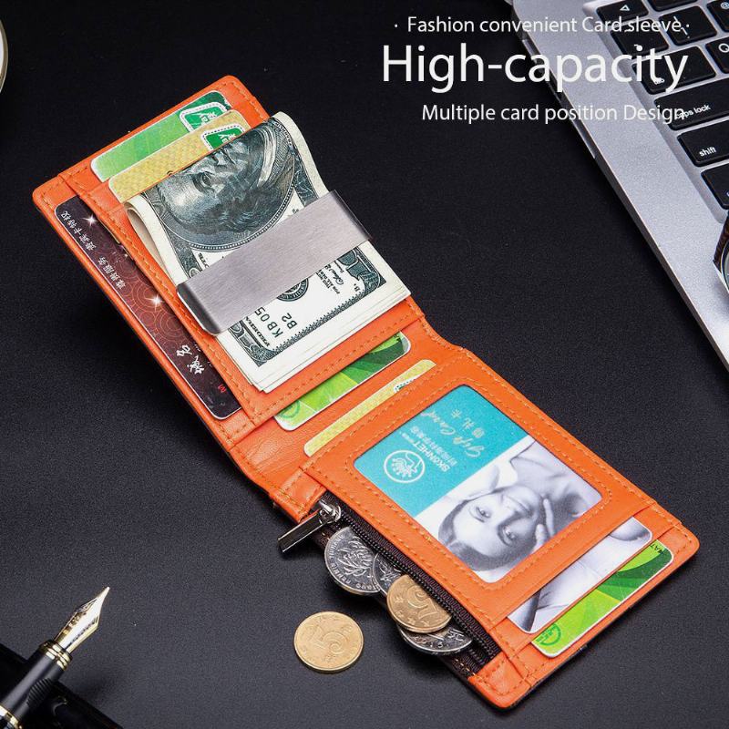 Mężczyźni Bifold Skórzane Portfele Szczotka Antykradzieżowa Multi-card Slot Card Holder Portmonetka Portfele Ze Skóry Bydlęcej