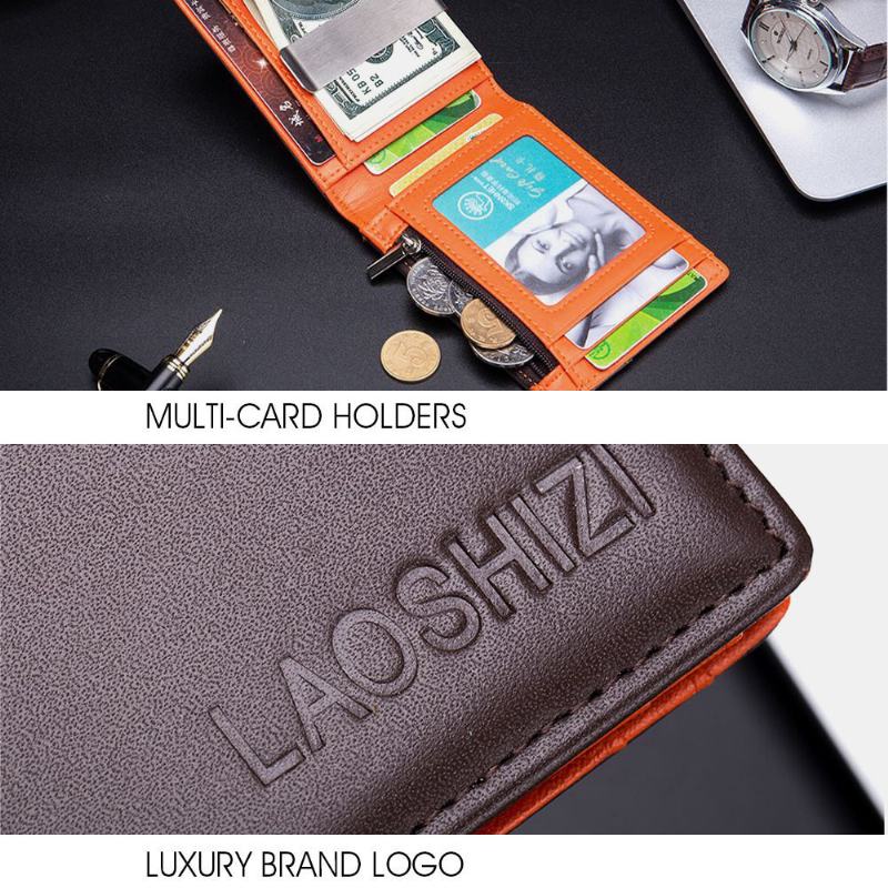 Mężczyźni Bifold Skórzane Portfele Szczotka Antykradzieżowa Multi-card Slot Card Holder Portmonetka Portfele Ze Skóry Bydlęcej