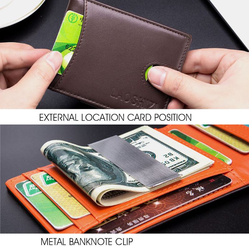 Mężczyźni Bifold Skórzane Portfele Szczotka Antykradzieżowa Multi-card Slot Card Holder Portmonetka Portfele Ze Skóry Bydlęcej