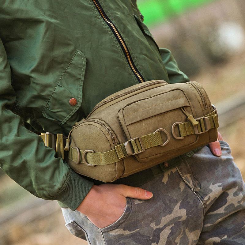 Mężczyźni Canvas Camouflage Outdoor Tactical Sport Riding Waist Bag Torba Na Ramię Torba Na Klatkę Piersiową