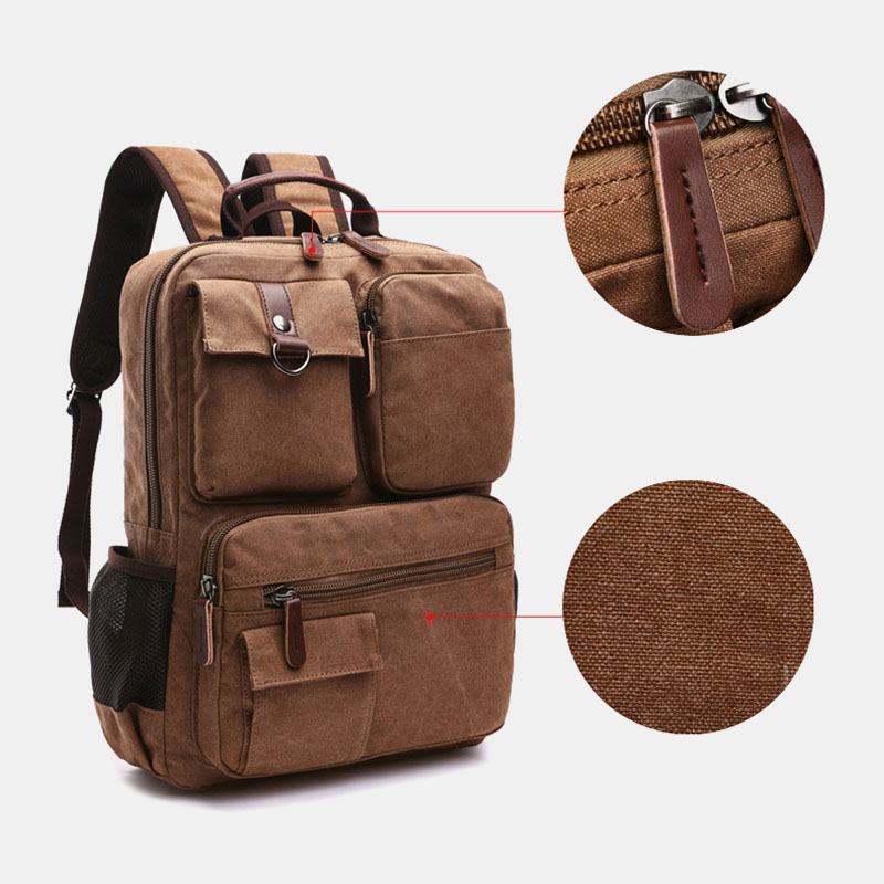 Mężczyźni Canvas Duża Pojemność Multi-pocket Anti-theft Casual Torba Podróżna Torba Na Komputer Plecaki