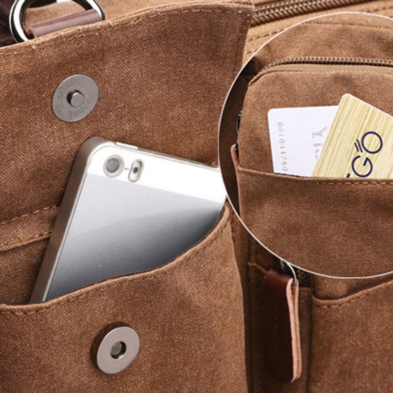 Mężczyźni Canvas Duża Pojemność Multi-pocket Anti-theft Casual Torba Podróżna Torba Na Komputer Plecaki