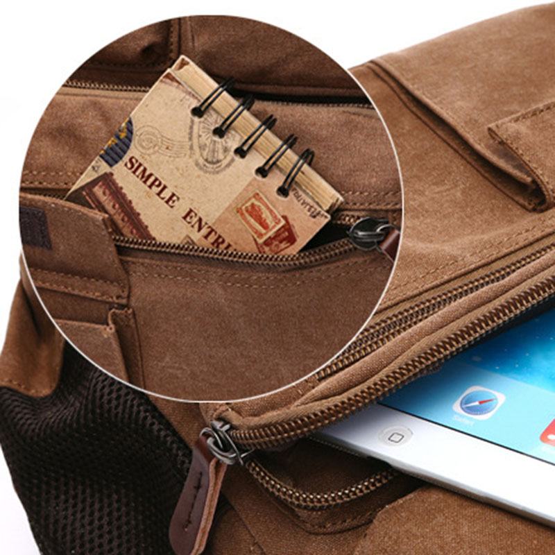 Mężczyźni Canvas Duża Pojemność Multi-pocket Anti-theft Casual Torba Podróżna Torba Na Komputer Plecaki