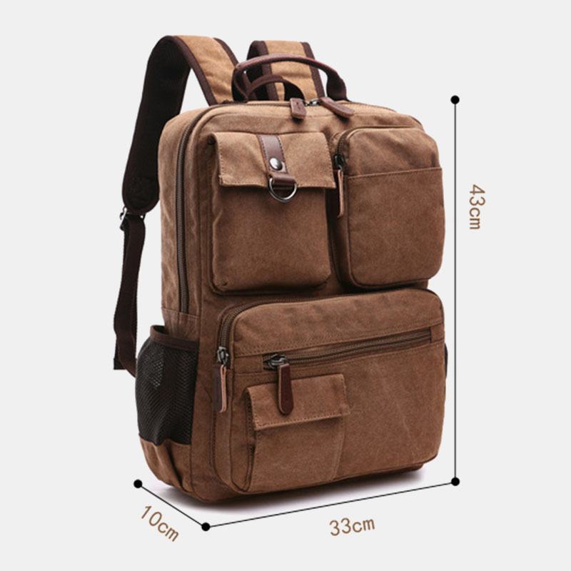 Mężczyźni Canvas Duża Pojemność Multi-pocket Anti-theft Casual Torba Podróżna Torba Na Komputer Plecaki