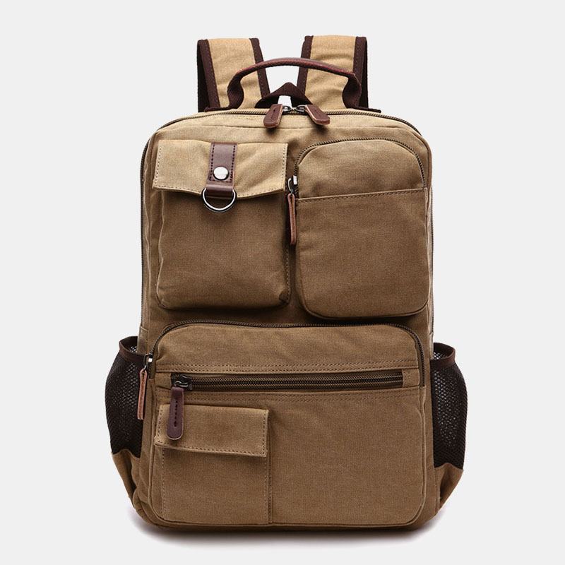 Mężczyźni Canvas Duża Pojemność Multi-pocket Anti-theft Casual Torba Podróżna Torba Na Komputer Plecaki