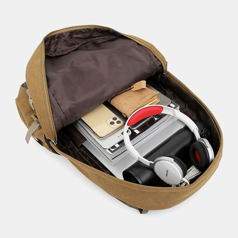 Mężczyźni Canvas Duża Pojemność Tactical Outdoor Traveling 14-calowy Plecak Na Laptopa Plecak Szkolny