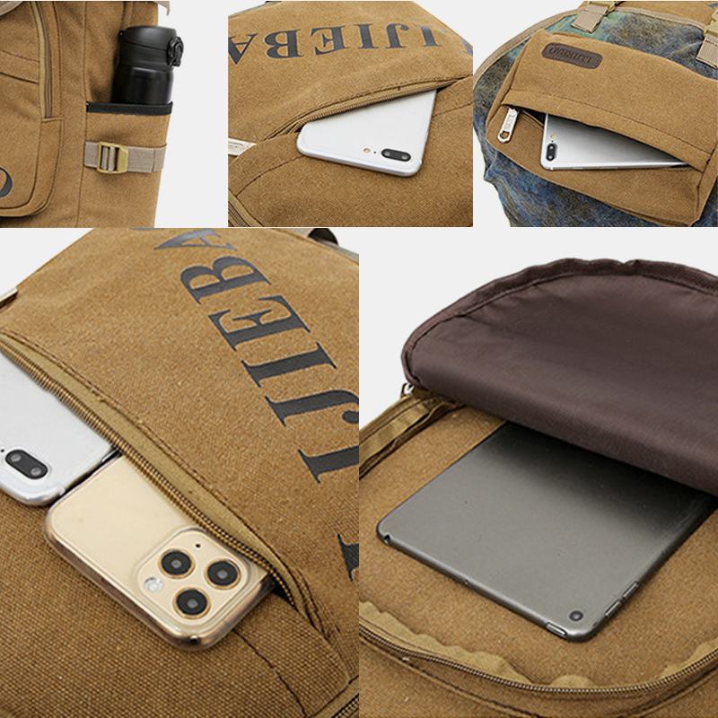 Mężczyźni Canvas Duża Pojemność Tactical Outdoor Traveling 14-calowy Plecak Na Laptopa Plecak Szkolny