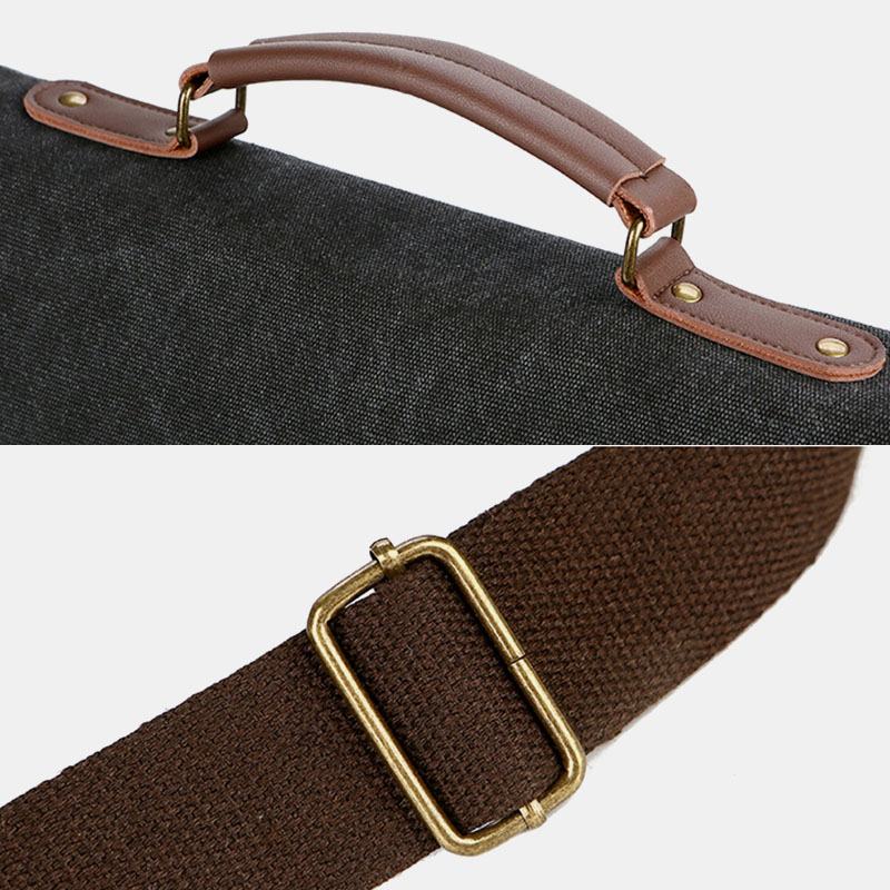 Mężczyźni Canvas Multi-pocket Odporna Na Zużycie Torba Biznesowa W Stylu Vintage Torba Na Laptopa Torba Crossbody Torebka