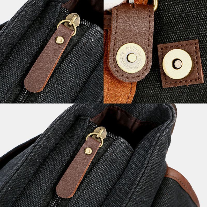 Mężczyźni Canvas Multi-pocket Odporna Na Zużycie Torba Biznesowa W Stylu Vintage Torba Na Laptopa Torba Crossbody Torebka