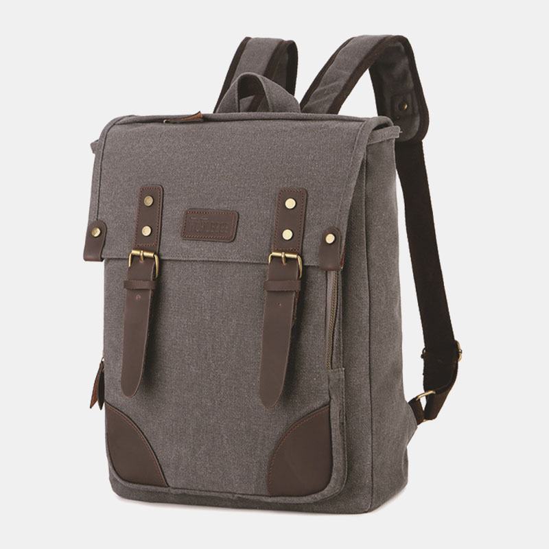 Mężczyźni Canvas Outdoor Travel Duża Pojemność 14-calowa Torba Na Laptopa Torba Szkolna Plecak Podróżny