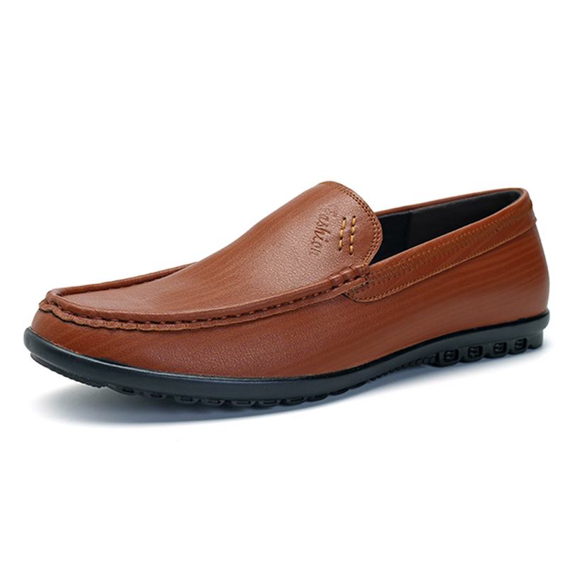 Mężczyźni Casual Business Sole Prawdziwa Skóra Slip On Loafers Flats