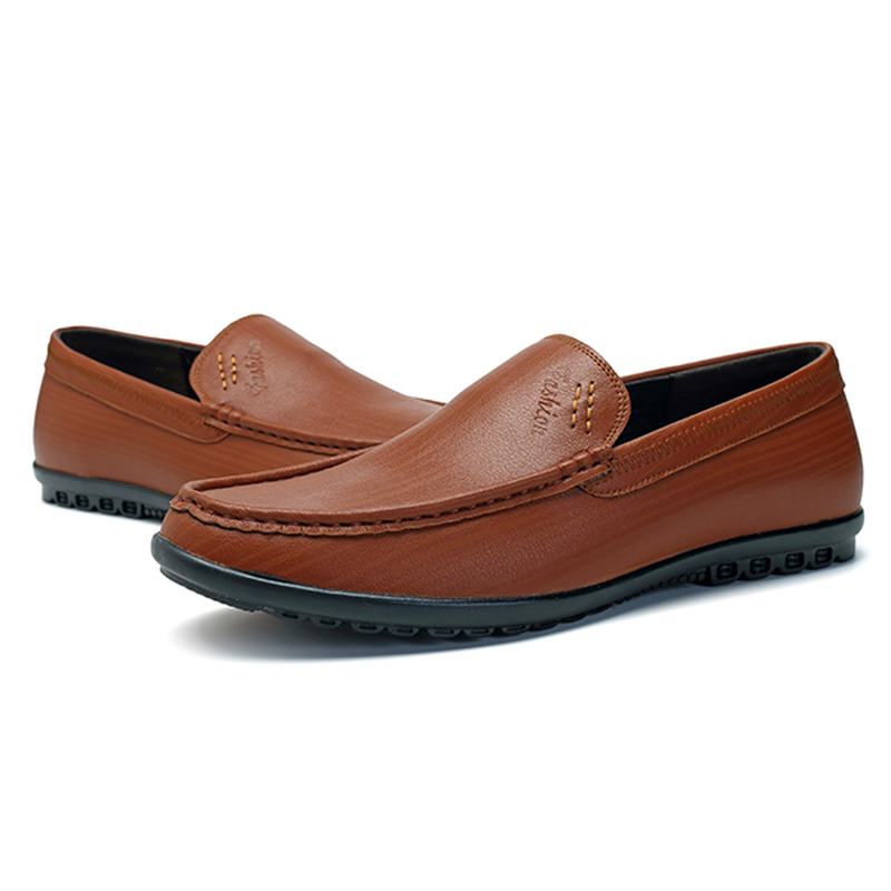 Mężczyźni Casual Business Sole Prawdziwa Skóra Slip On Loafers Flats