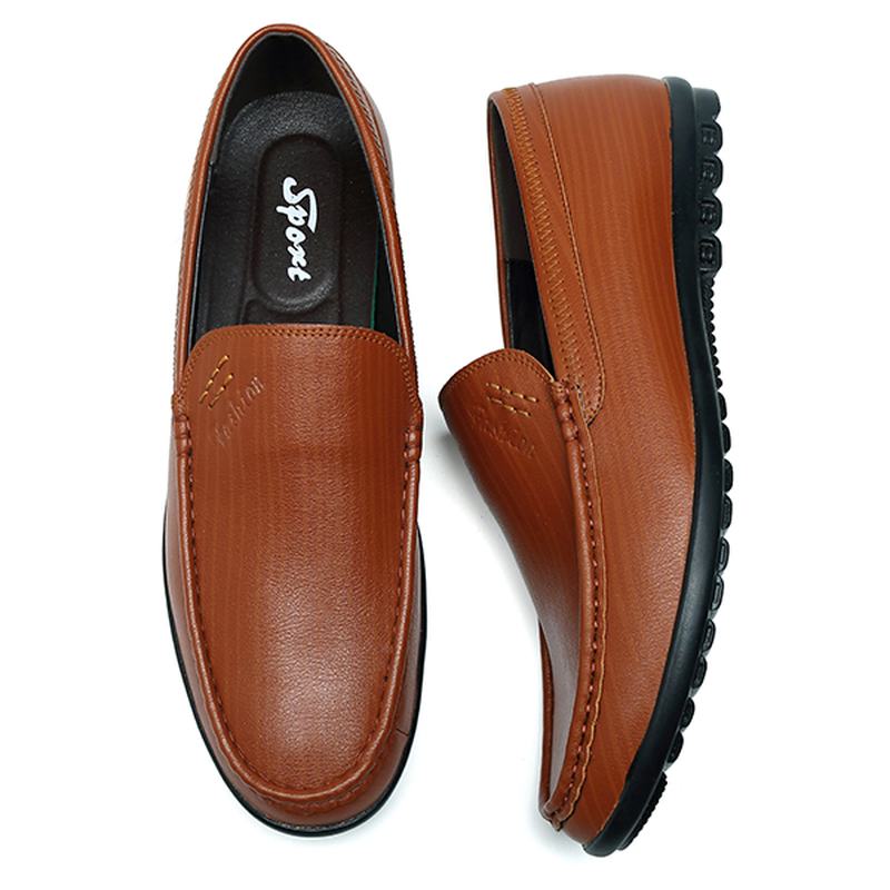 Mężczyźni Casual Business Sole Prawdziwa Skóra Slip On Loafers Flats