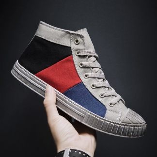 Mężczyźni Colorblock Canvas High Top Sznurowane Sportowe Buty Sportowe Na Co Dzień