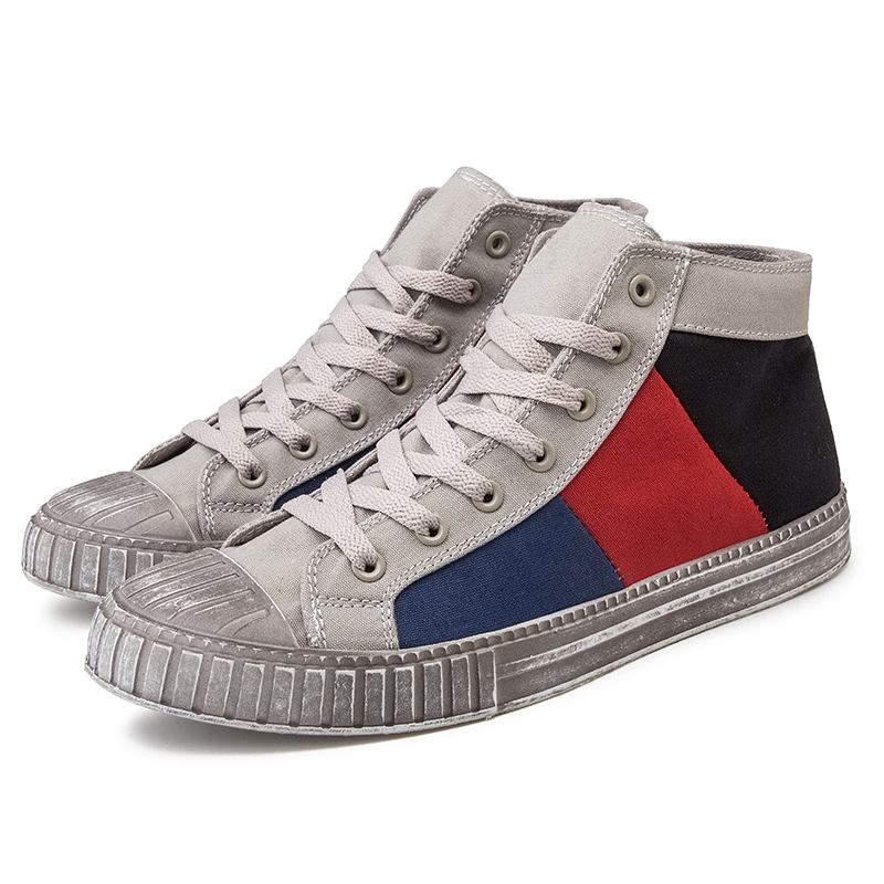 Mężczyźni Colorblock Canvas High Top Sznurowane Sportowe Buty Sportowe Na Co Dzień