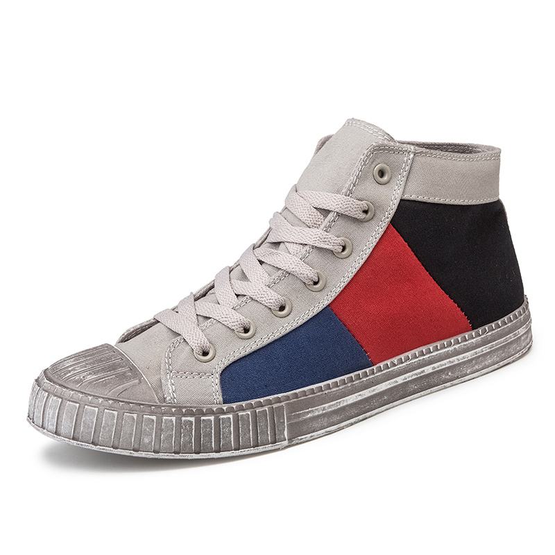 Mężczyźni Colorblock Canvas High Top Sznurowane Sportowe Buty Sportowe Na Co Dzień