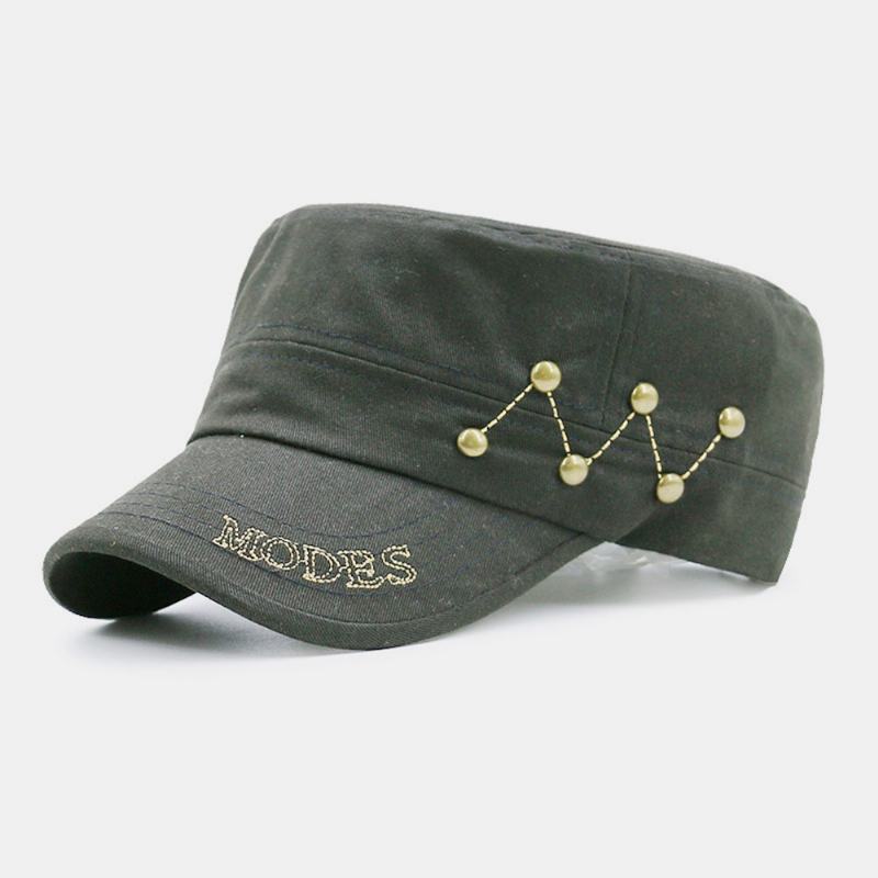 Mężczyźni Cotton Linen Letters Haft Nit Decoration Outdoor Sunshade Casual Military Cap Flat Cap