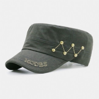 Mężczyźni Cotton Linen Letters Haft Nit Decoration Outdoor Sunshade Casual Military Cap Flat Cap