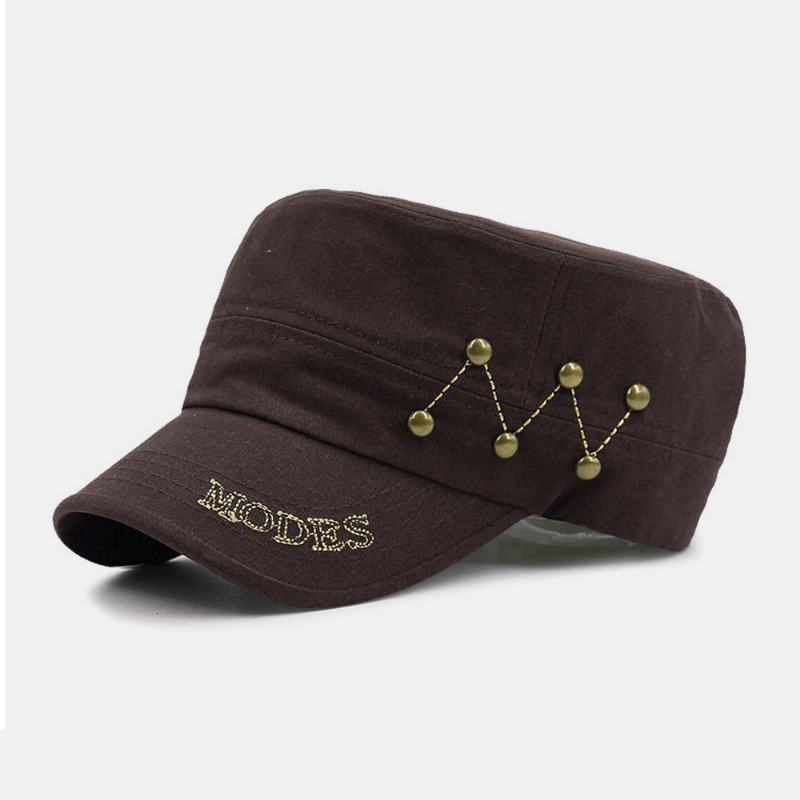 Mężczyźni Cotton Linen Letters Haft Nit Decoration Outdoor Sunshade Casual Military Cap Flat Cap