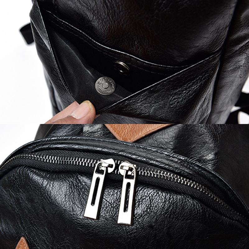 Mężczyźni Faux Leather Casual Moda 14-calowy Plecak Na Laptopa Torba Szkolna Plecak Podróżny