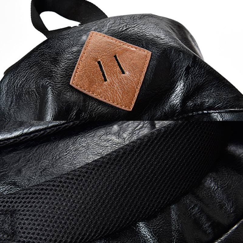 Mężczyźni Faux Leather Casual Moda 14-calowy Plecak Na Laptopa Torba Szkolna Plecak Podróżny