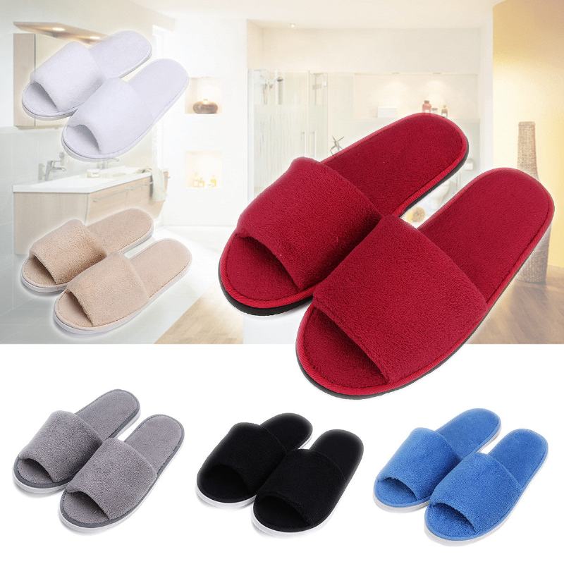 Mężczyźni Kobiety Coral Velvet Open Toe Hotel Home Spa Kapcie Buty Podróżne Grube 7mm