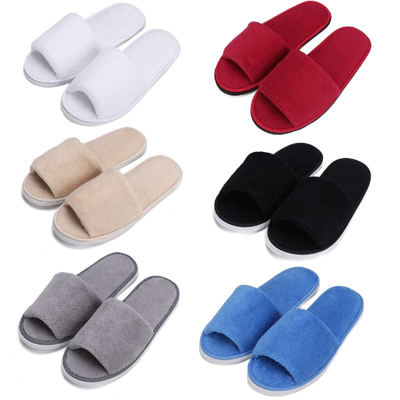 Mężczyźni Kobiety Coral Velvet Open Toe Hotel Home Spa Kapcie Buty Podróżne Grube 7mm