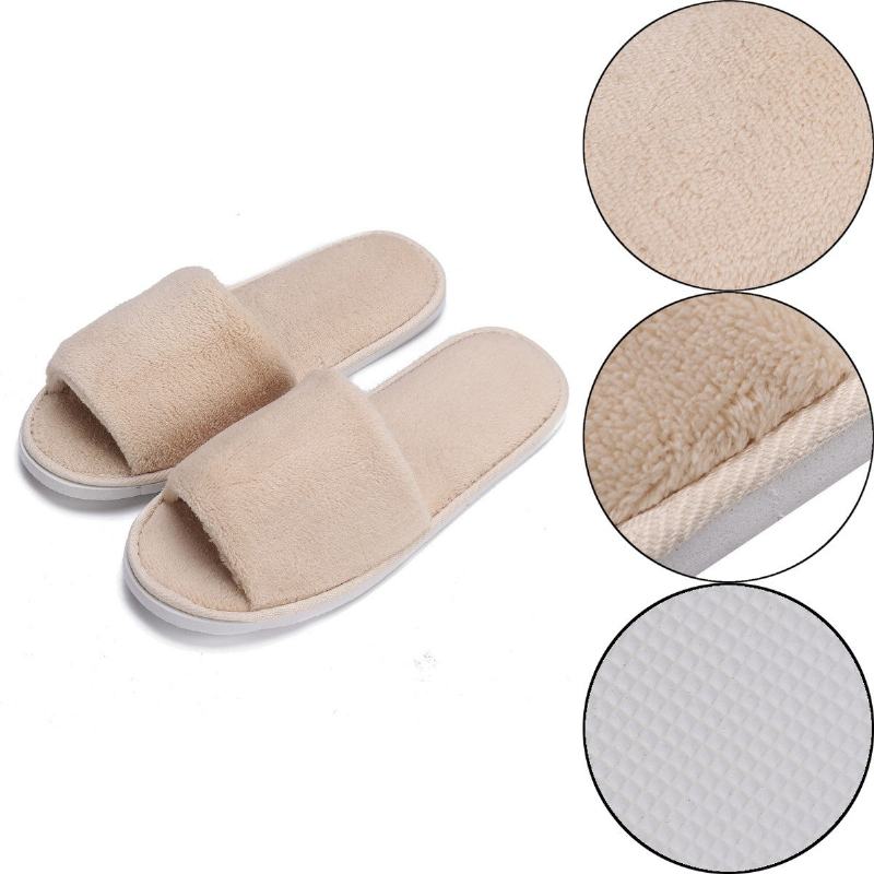 Mężczyźni Kobiety Coral Velvet Open Toe Hotel Home Spa Kapcie Buty Podróżne Grube 7mm