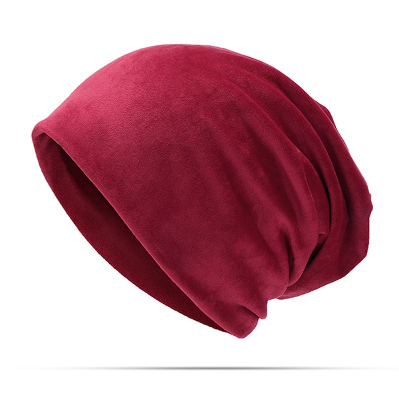 Mężczyźni Kobiety Solidna Aksamitna Ciepła CZapka Beanie Casual Ochrona Słuchu CZapka Zimowa