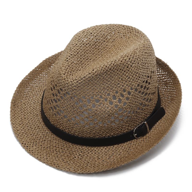 Mężczyźni Kobiety Spersonalizowana Ręcznie Robiona Słomkowa CZapka Jazzowa Outdoor Travel Beach Oddychająca Siatka Hollow Sun Cap