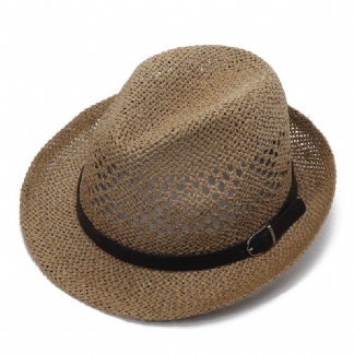 Mężczyźni Kobiety Spersonalizowana Ręcznie Robiona Słomkowa CZapka Jazzowa Outdoor Travel Beach Oddychająca Siatka Hollow Sun Cap