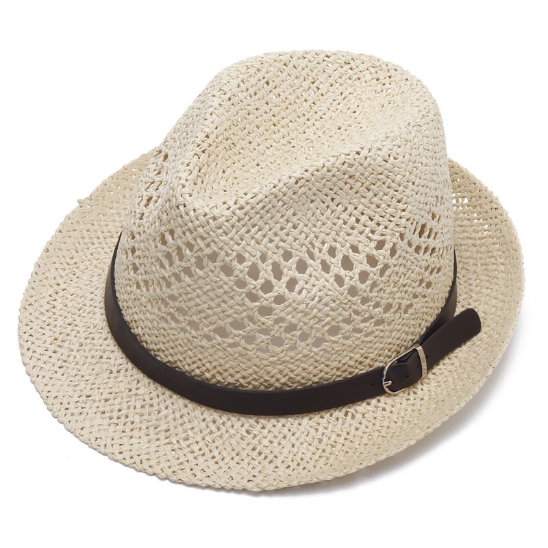 Mężczyźni Kobiety Spersonalizowana Ręcznie Robiona Słomkowa CZapka Jazzowa Outdoor Travel Beach Oddychająca Siatka Hollow Sun Cap