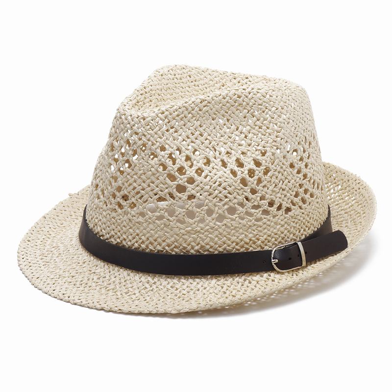 Mężczyźni Kobiety Spersonalizowana Ręcznie Robiona Słomkowa CZapka Jazzowa Outdoor Travel Beach Oddychająca Siatka Hollow Sun Cap