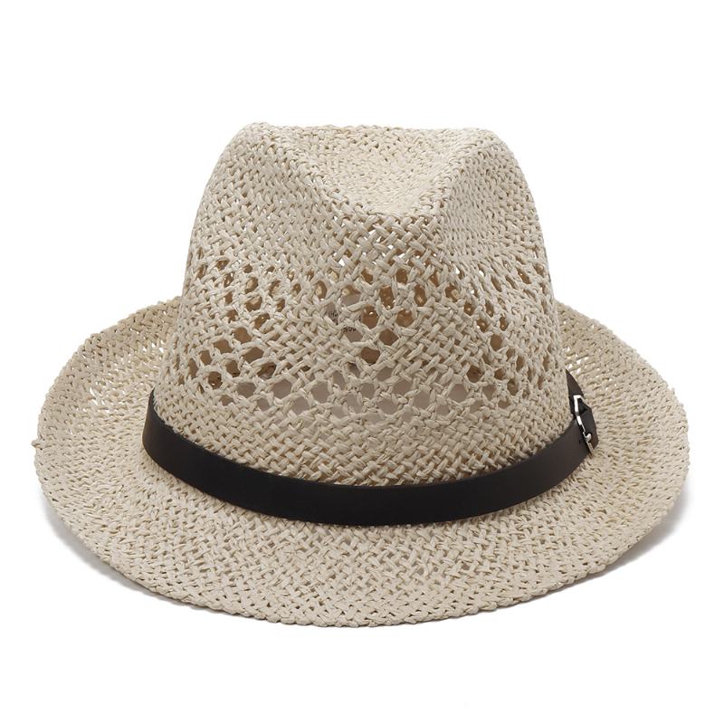 Mężczyźni Kobiety Spersonalizowana Ręcznie Robiona Słomkowa CZapka Jazzowa Outdoor Travel Beach Oddychająca Siatka Hollow Sun Cap