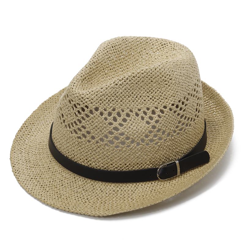 Mężczyźni Kobiety Spersonalizowana Ręcznie Robiona Słomkowa CZapka Jazzowa Outdoor Travel Beach Oddychająca Siatka Hollow Sun Cap