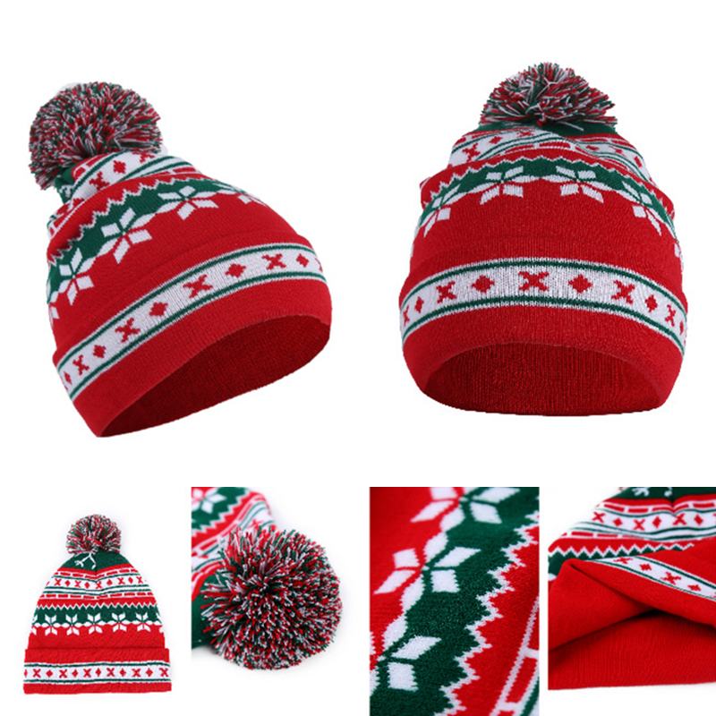 Mężczyźni Kobiety Vintage Santa Świąteczna Dzianinowa CZapka Outdoor Wiatroszczelne Nauszniki Prezent Beanie Cap