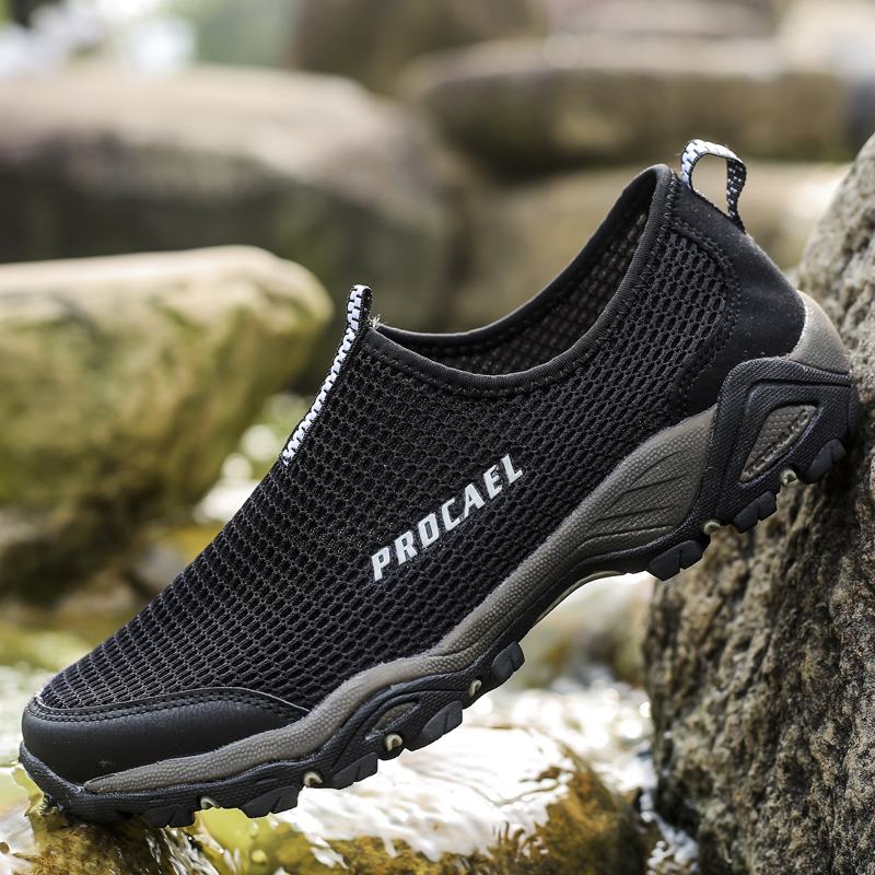 Mężczyźni Mesh Hollow Out Oddychająca Miękka Podeszwa Slip On Outdoor Casual Sports Shoes