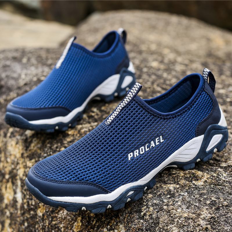 Mężczyźni Mesh Hollow Out Oddychająca Miękka Podeszwa Slip On Outdoor Casual Sports Shoes