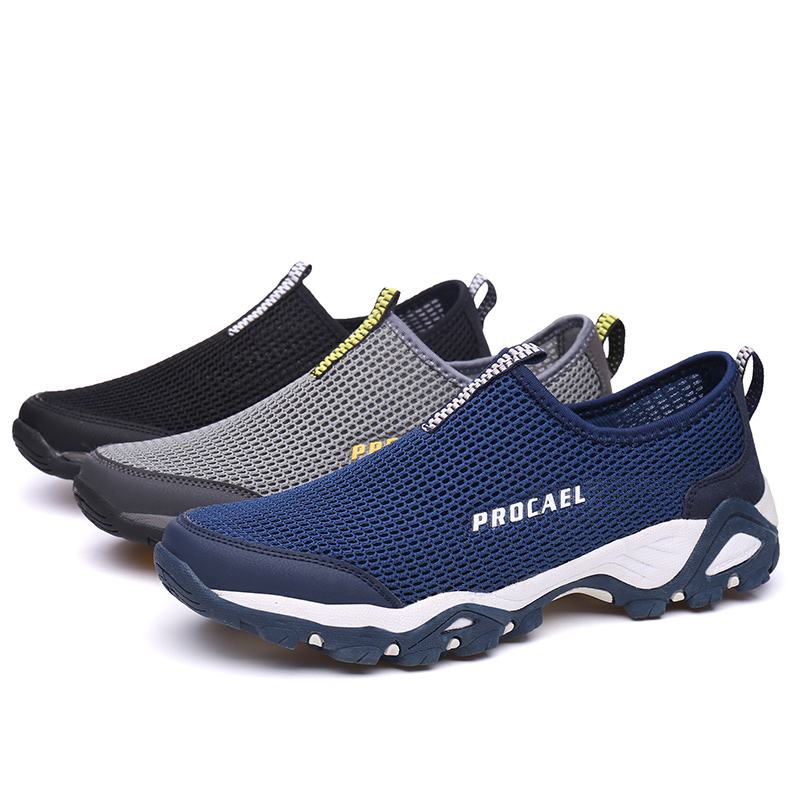 Mężczyźni Mesh Hollow Out Oddychająca Miękka Podeszwa Slip On Outdoor Casual Sports Shoes