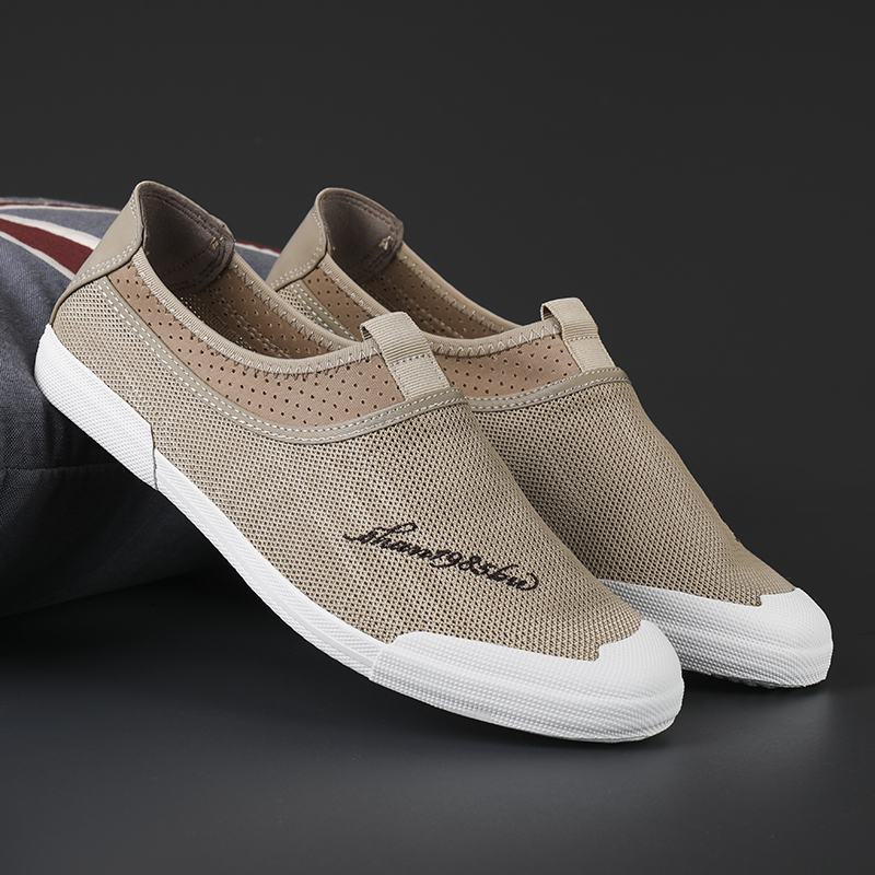 Mężczyźni Mesh Oddychająca Tkanina Lekka Miękka Podeszwa Slip On Casual Court Shoes