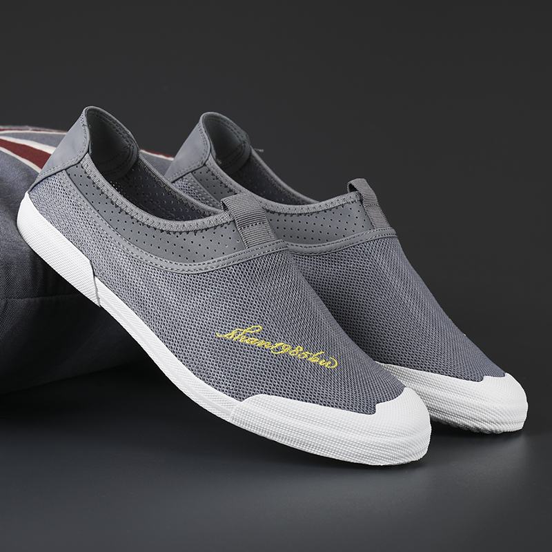 Mężczyźni Mesh Oddychająca Tkanina Lekka Miękka Podeszwa Slip On Casual Court Shoes