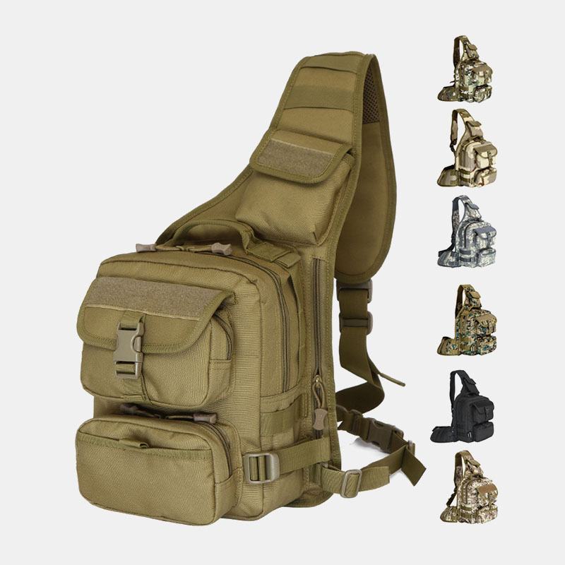 Mężczyźni Nylon Tactical Camouflage Riding Camping Sport Outdoor Torba Na Ramię Torba Na Klatkę Piersiową