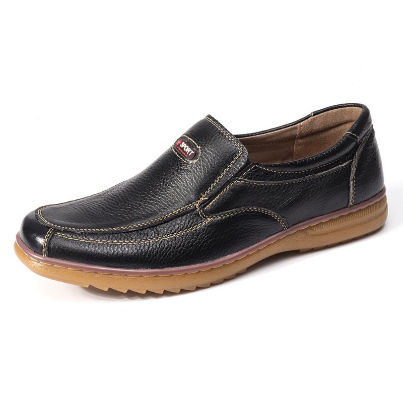 Mężczyźni Oryginalna Skóra Bydlęca Slip On Soft Sole Non Slip Casual Oxfords